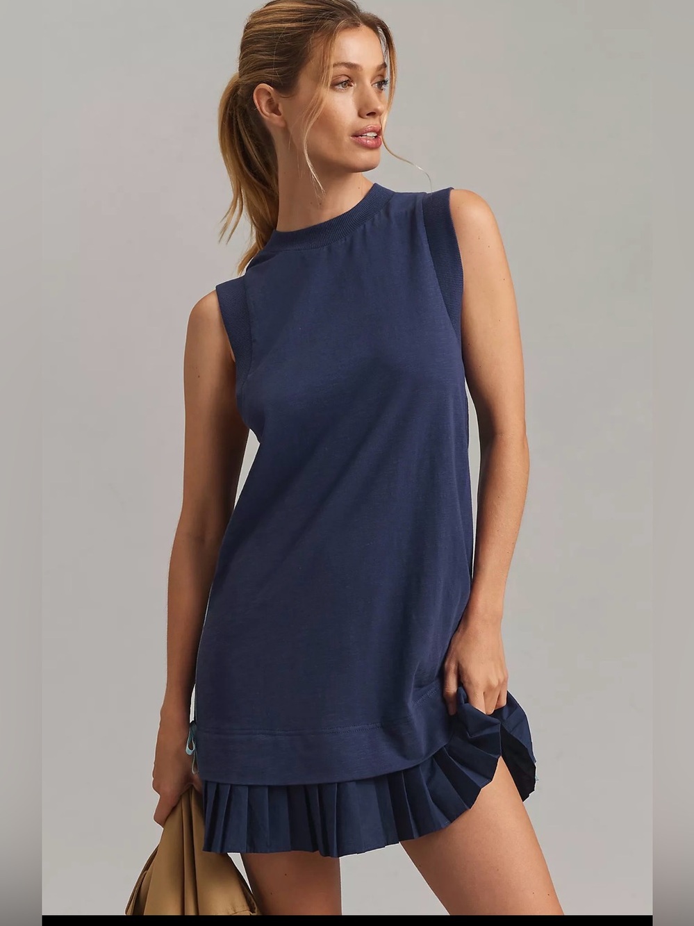 Daily Practice by Anthropologie Layer Up Mini Dress Navy Blue